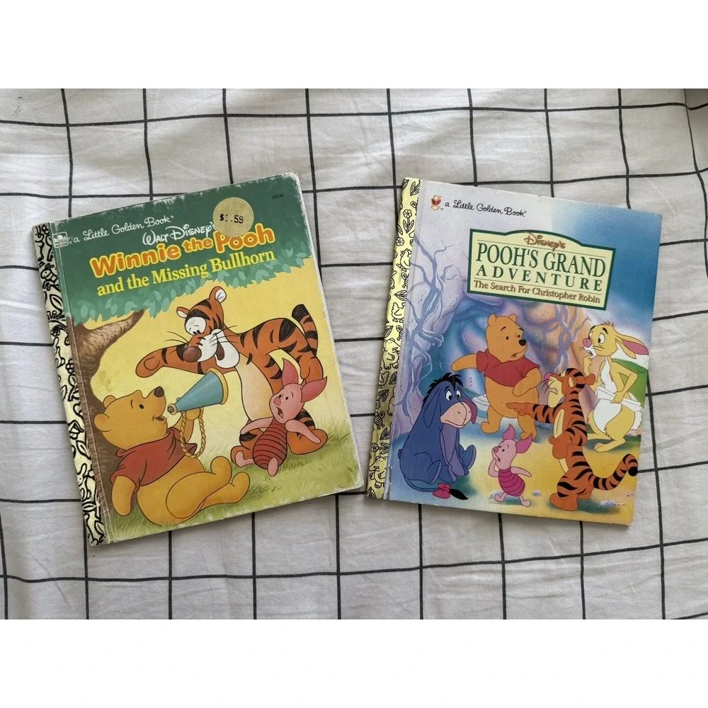 Lot of 2 Disney Winnie the Pooh Little Golden Books Vintage 90s Missing Bullhorn